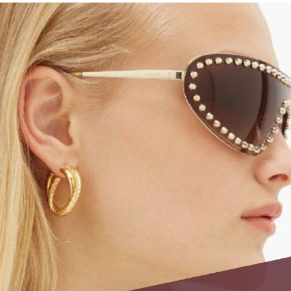 Rare Prada Studded Brown Sunglasses - Picture 2 of 9